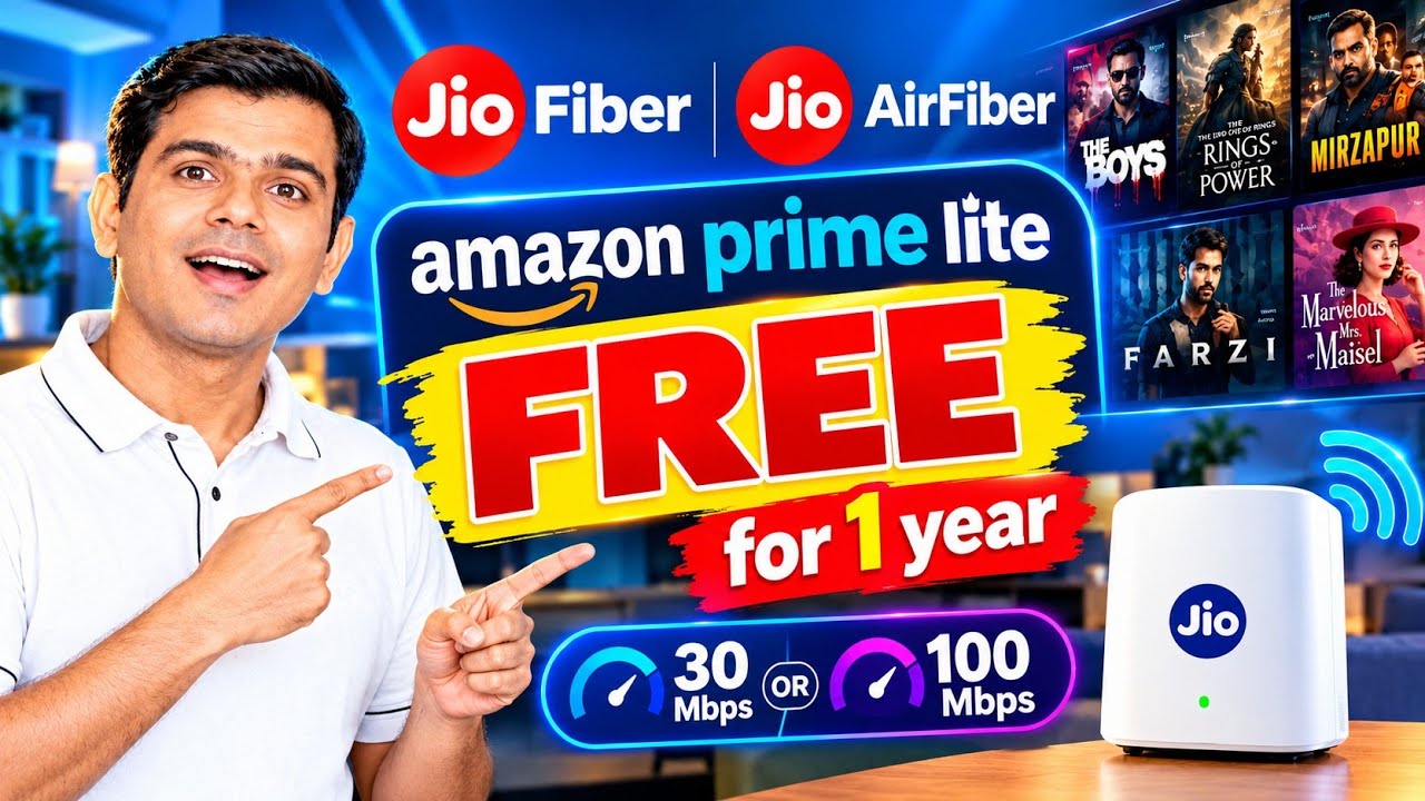 Jio Airfiber New Offer 🔥 1 Year FREE Amazon Prime Lite with Jio Fiber! | Jio Home New Plans 😲