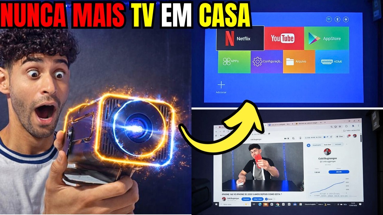 🚫 NUNCA MAIS TV EM CASA! ESSE PROJETOR SUBSTITUI TUDO!