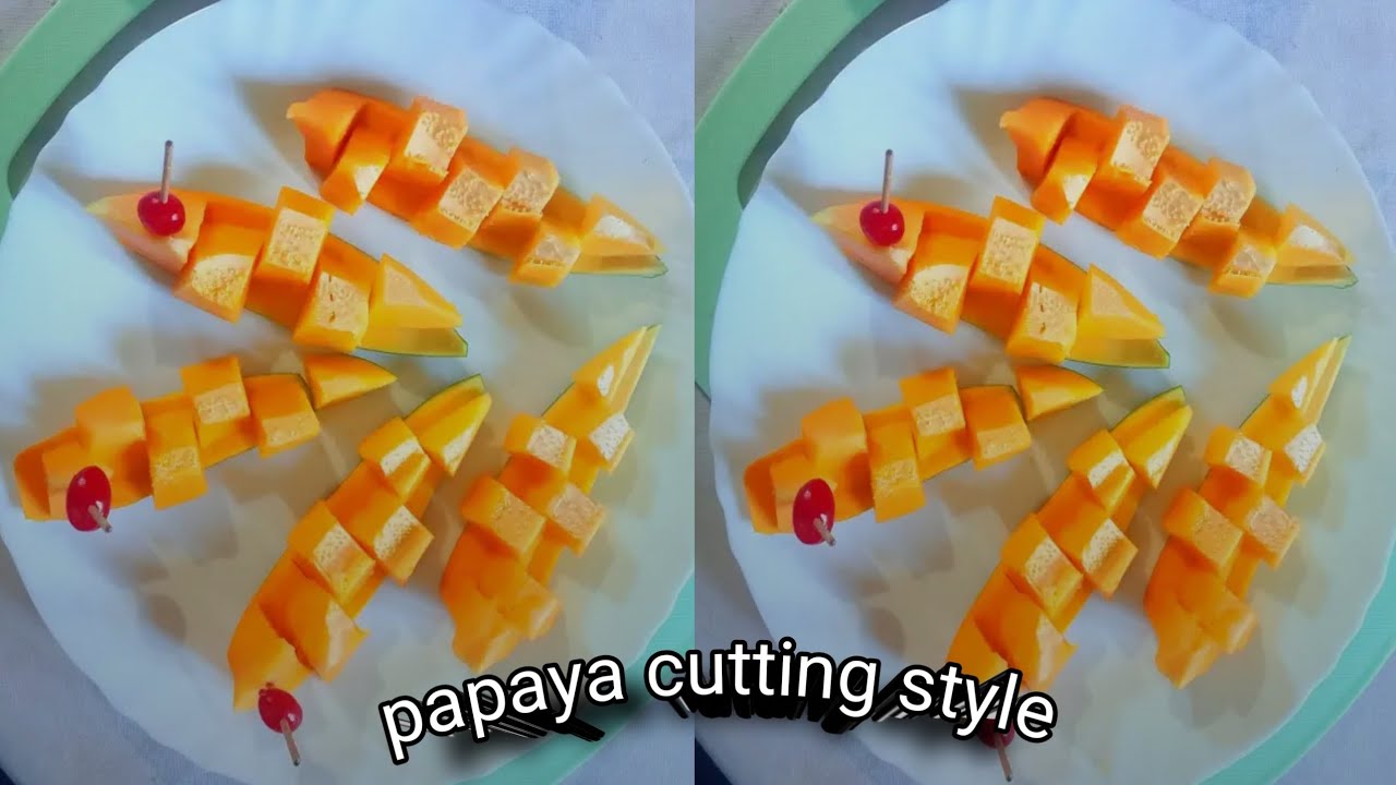 Five star hotel style papaya cut//cut fruits as a restaurant style 