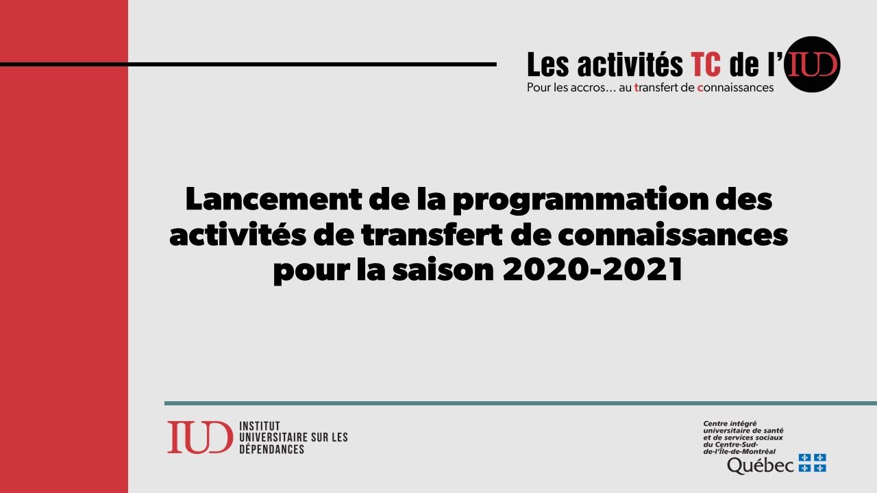 Lancement de la programmation des activité de transfert de connaissances 2020-2021