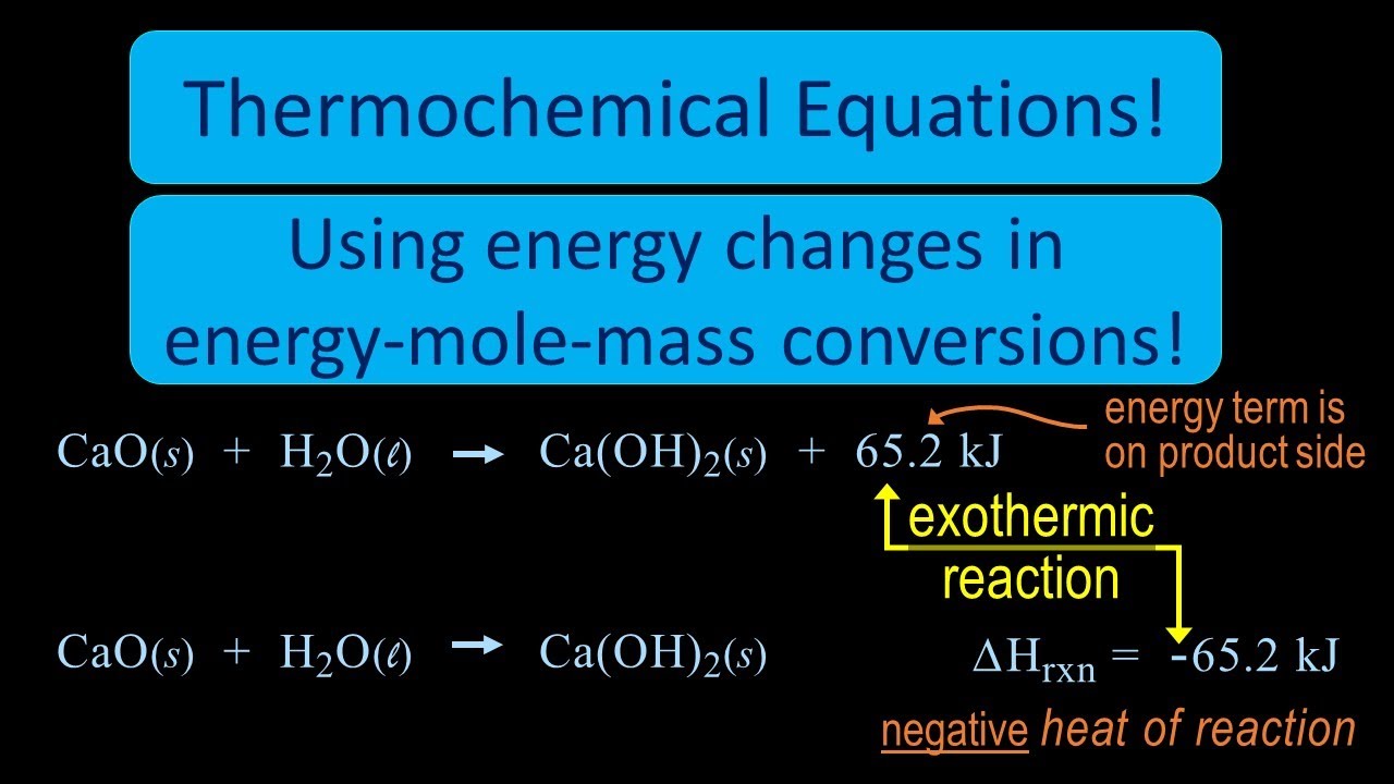 Thermochemical Equations and Using the energy term (heat of reaction) in mole-mass problem solving