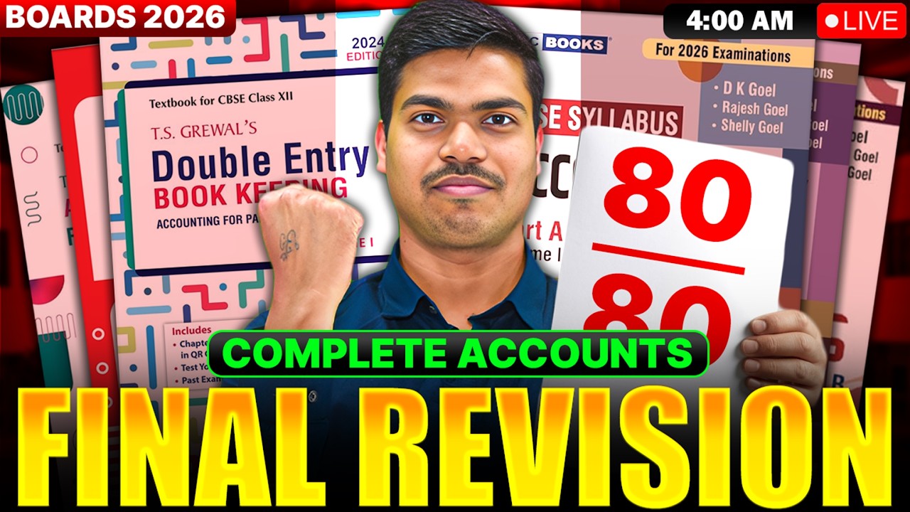 Full Syllabus Revision with all Imp. Questions 🔴LIVE | 80/80 In Class 12 Accounts Board exam 2026.