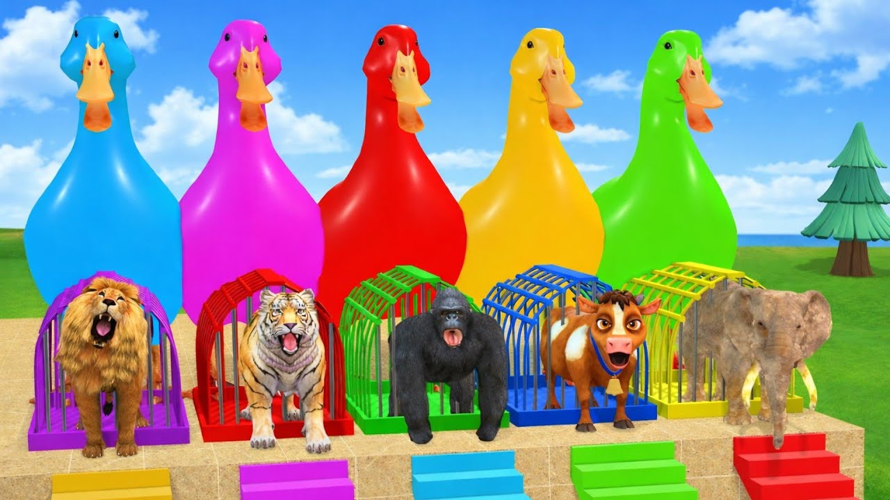  Hippopotamus Tiger - 3d Animal Game - Funny 3d AnimalsLong Slide Game With Gorilla #animalcrossing 