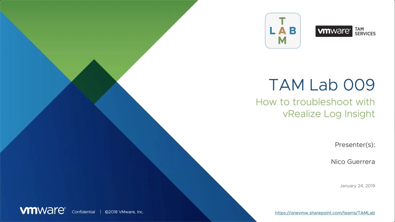 TAM Lab 009 — Как устранять неполадки с помощью vRealize Log Insight