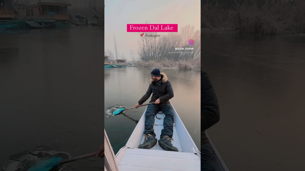 Ice-formation Frozen Dal Lake during Winter in Srinagar Kashmir #dallake #forzen #kashmirsnowfall