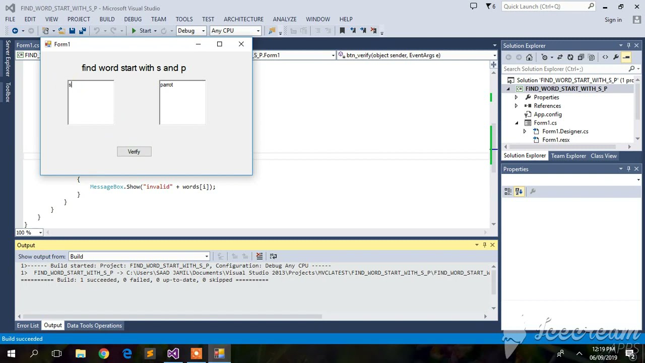 Find Word Start With S & P in C# Window form Application