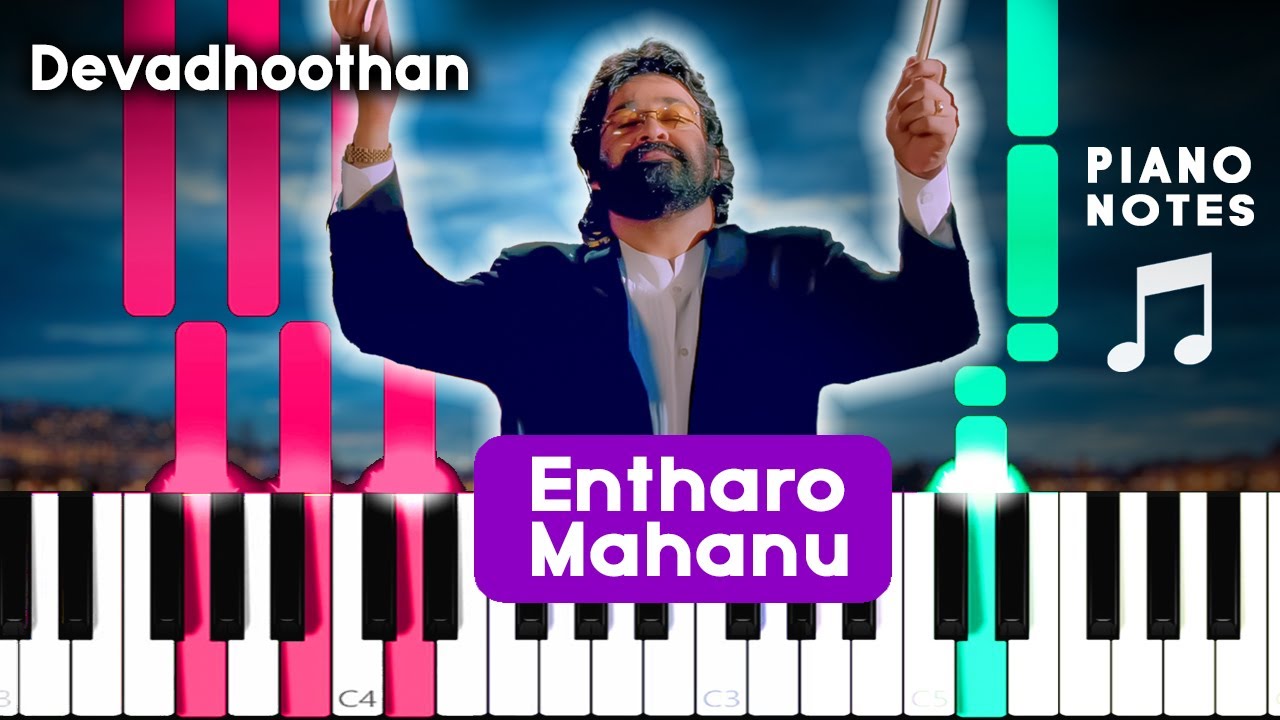 Devadhoothan BGM Entharo Mahanubhaavalu Piano Notes |  Blacktunes Piano | [ 4K ]