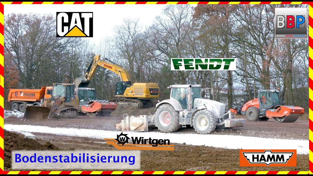 Bodenstabilisierung: Fendt 936, Wirtgen, Hamm H18i, CAT 963K... Holzgerlingen, 12.12.2022.