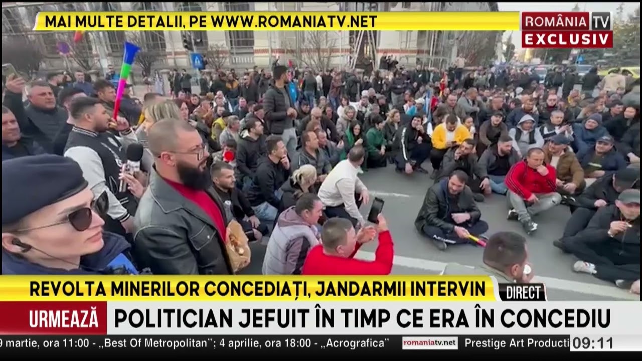 Minerii din Gorj au ieșit în stradă. Un oraș întreg a fost paralizat din cauza protestului