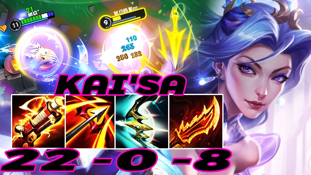 WILD RIFT KAI'SA ADC GAMEPLAY | 22 -0 -8 MVP | KAI'SA BUILD RUNES