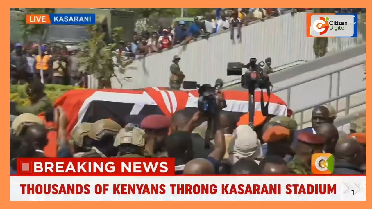 Raila Odinga's body arrives at Kasarani Stadium for public viewing
