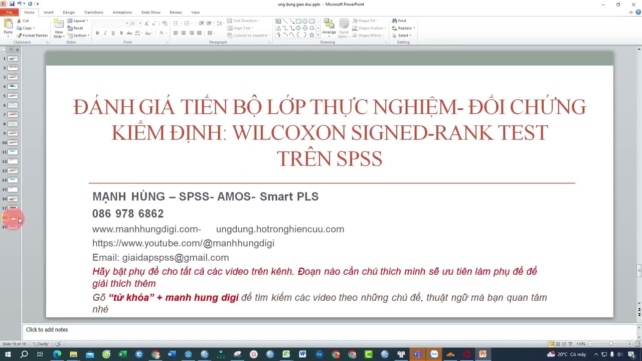 Đánh giá tiến bộ lớp thực nghiệm  đối chứng Kiểm định Wilcoxon Signed Rank Test trên SPSS