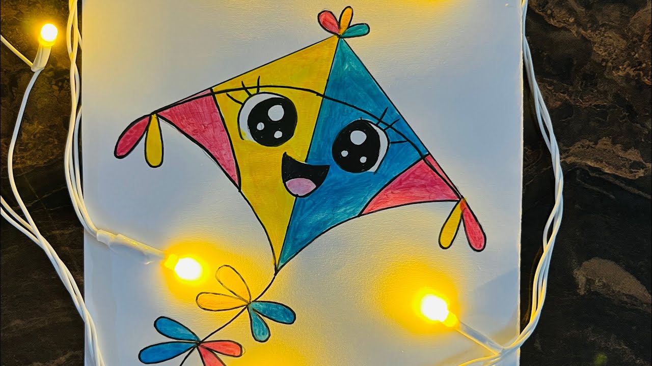 How To Draw Easy Kite Painting For Kids | Baccho K Liye Aasan Patang Kaise Banay 🪁🎨🖌️