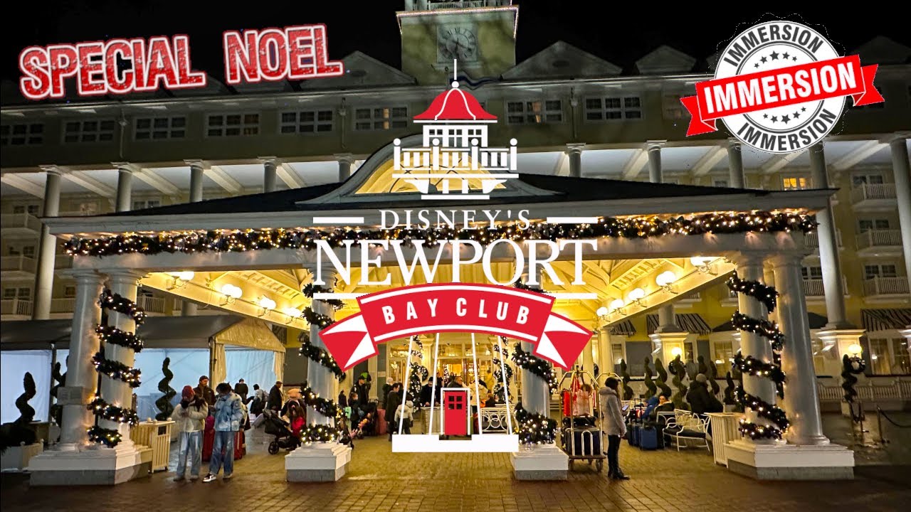 HOTEL TOUR DU NEWPORT BAY CLUB DECORATIONS DE NOEL A DISNEYLAND PARIS