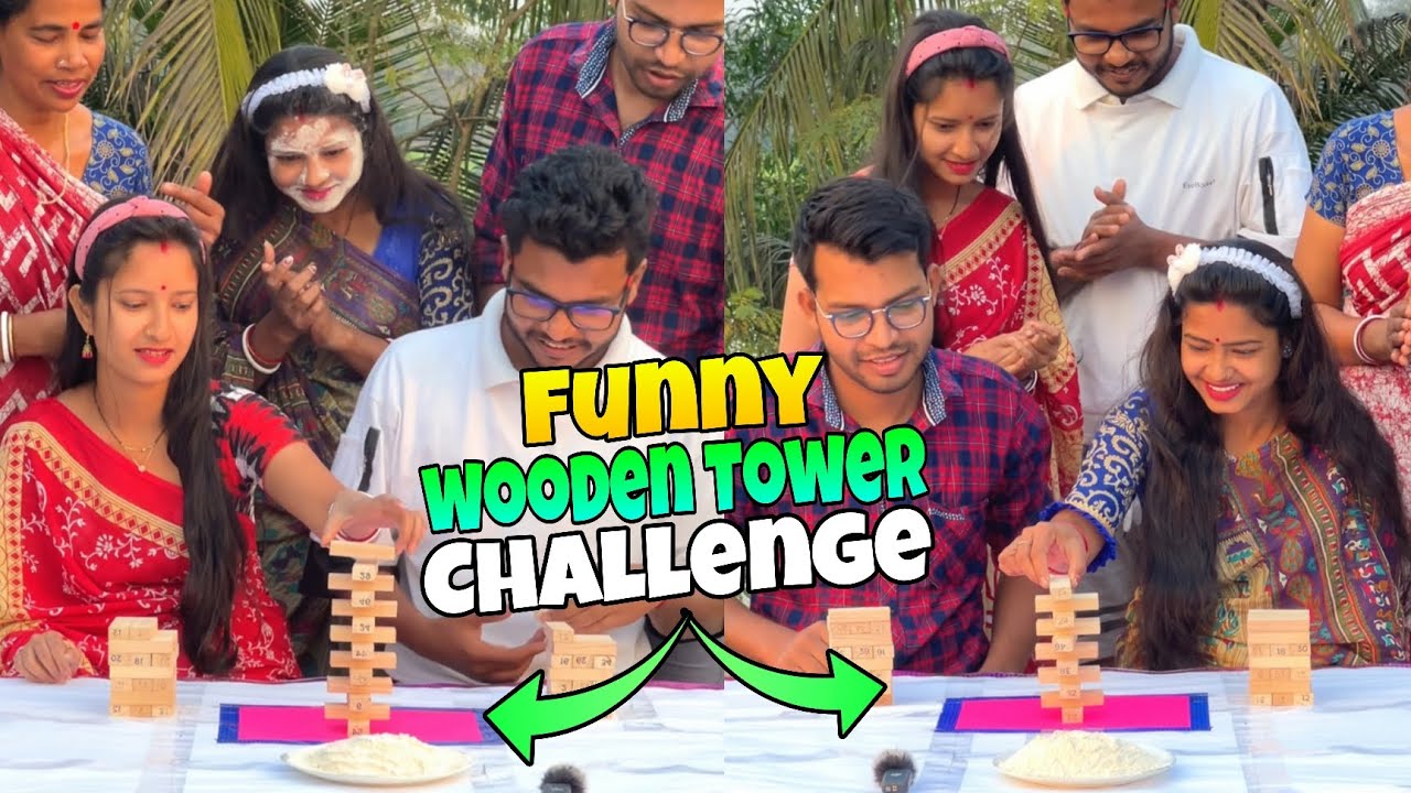 Wooden Tower Making Funny Challenge with Family