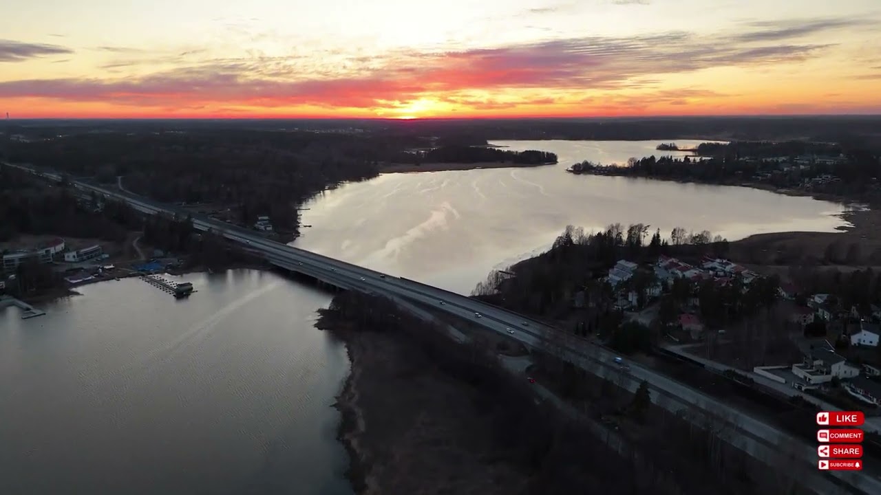Golden Hour Over Kivenlahti | Cinematic Drone Footage at Sunset 4K