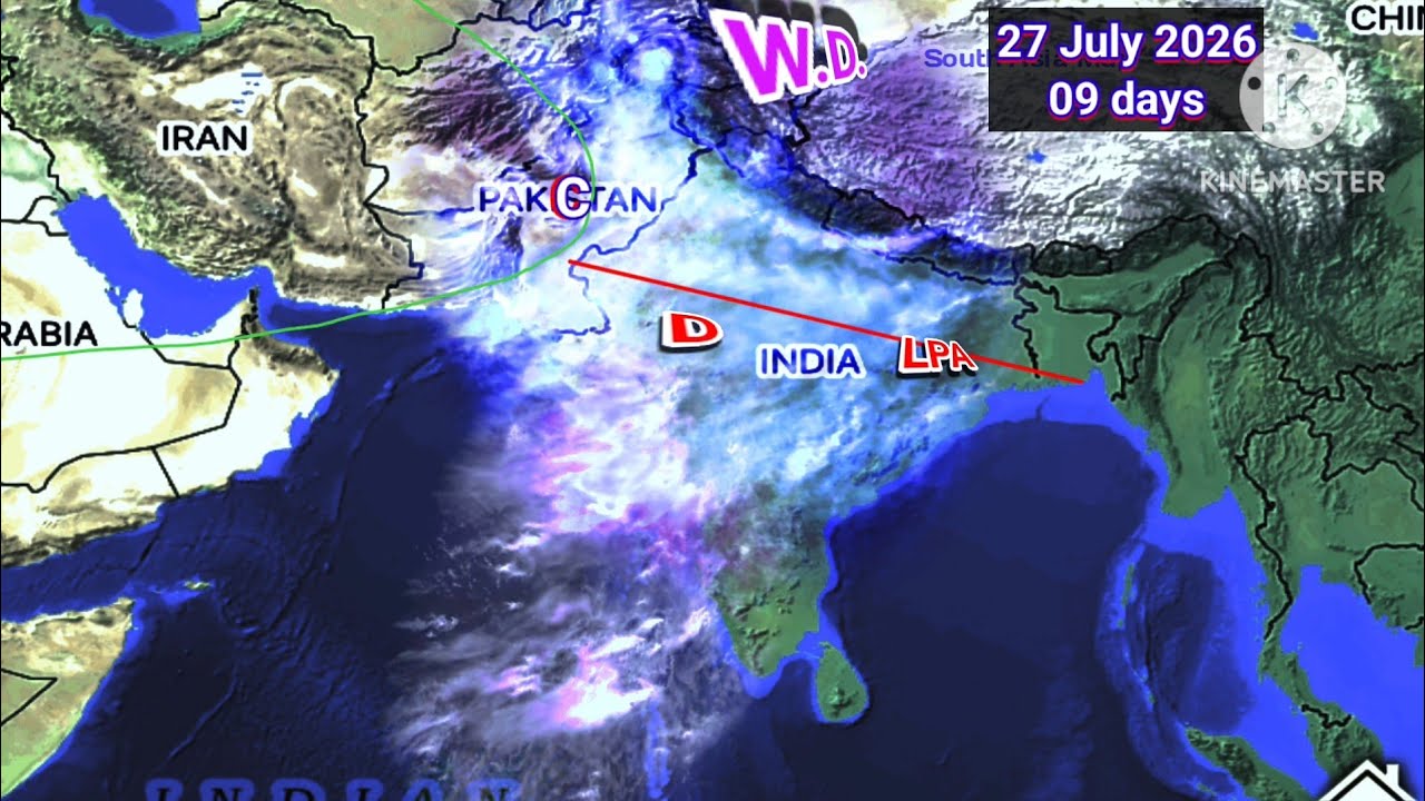 NEXT 30 Days Weather System Map South Asia/19 July 2026/ Monsoon Through Line Active.