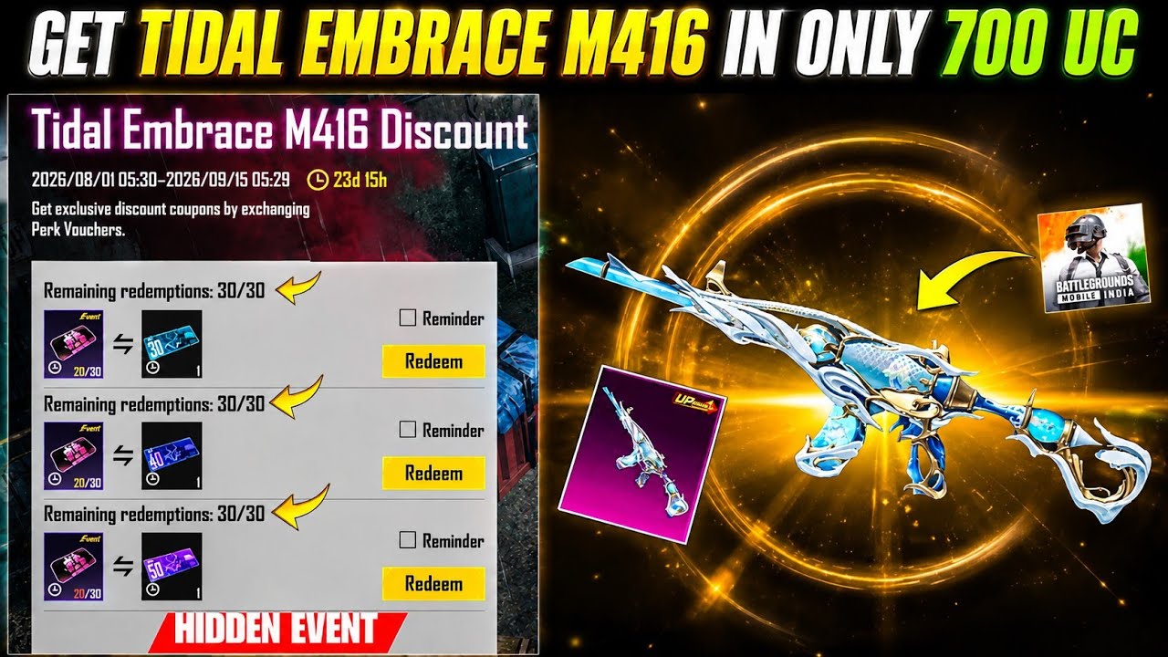 WATCH NOW 😍 Get Tidal M416 Skin Only 1200 Uc | 2nd Trick Get Tidal Embrace M416 Only 2000 Uc