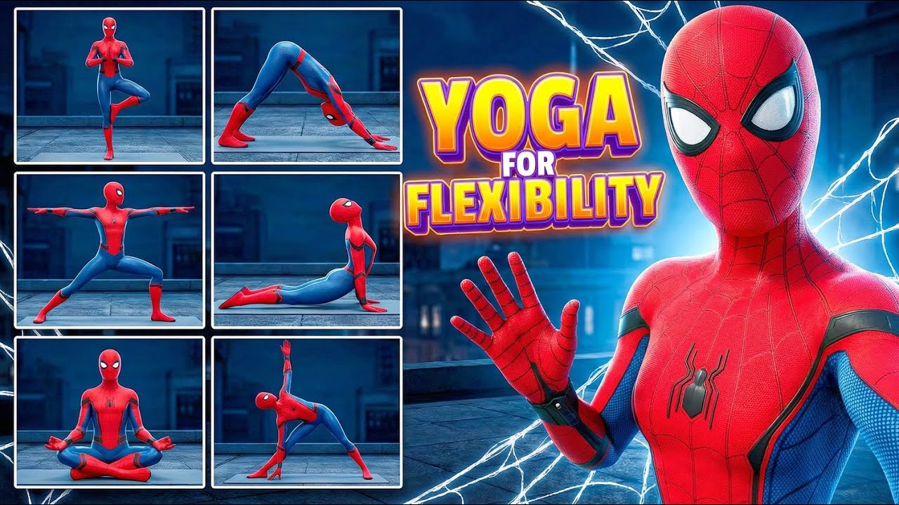 Spider-Man Kids Yoga for Flexibility 🕷️ | Fun Superhero Yoga Flow for Kids | Stretch & Strength