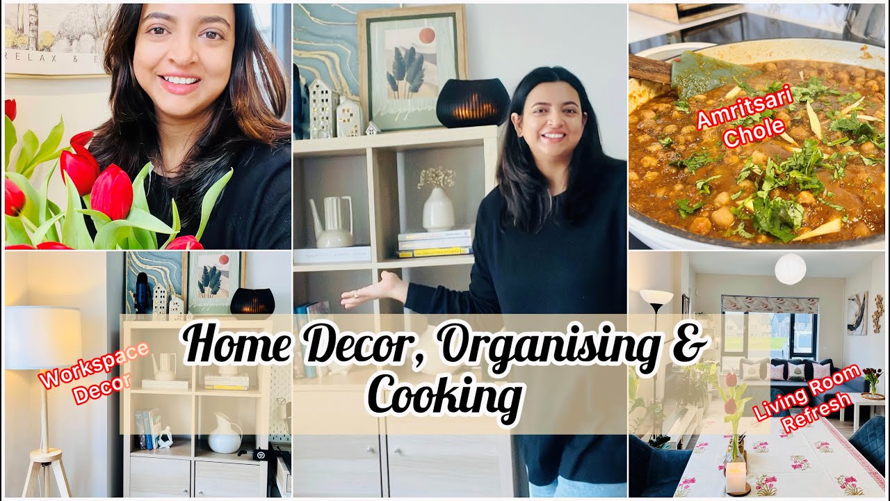 Cozy Homemaking✨Spring Living Room Refresh & Decor | Setting Up My New Workspace & Amritsari Chole