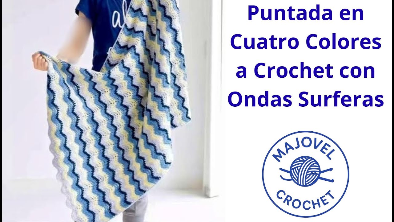 Puntada en Cuatro Colores a Crochet con Ondas Surferas  Fácil, Hermosa y Súper Versátil