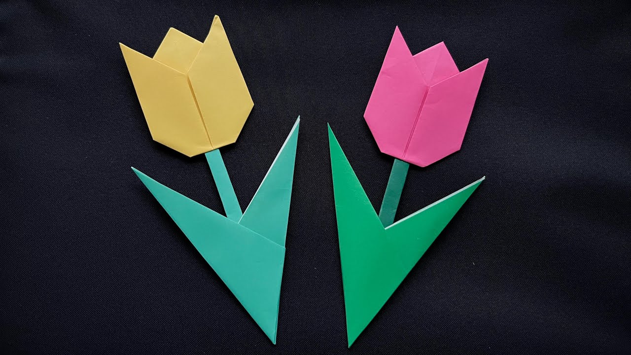 Tulpe einfach basteln 🌷 DIY Origami Blume falten 🌷 DIY Tulip