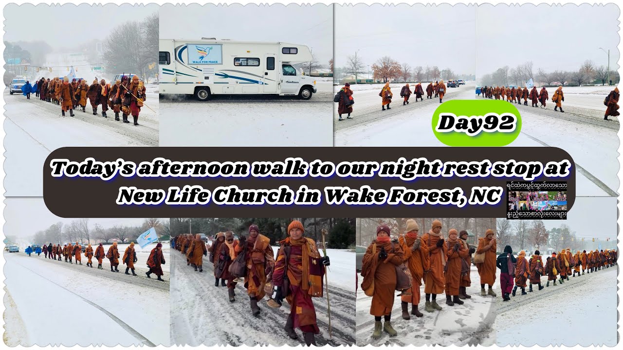 🕊️🕊️🕊️Today’s afternoon walk to our night rest stop at New Life Church in Wake Forest, NC on Day 92