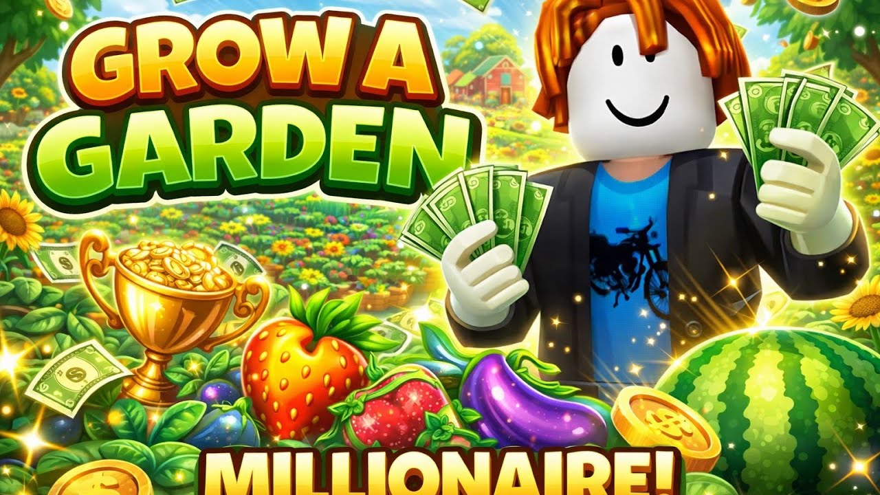 ROBLOX FINALLY I AM BECOME A MILLIONAIRE 💲IN GROW A GARDEN 🧿🔥🔥🎉🎉😅🤣💲💵💸🤑
