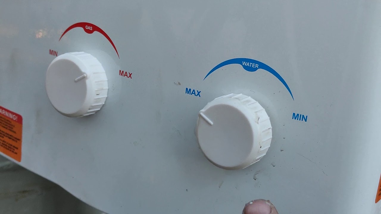 Portable propane water heater for Pop Up camper, off grid cabin, or camping.