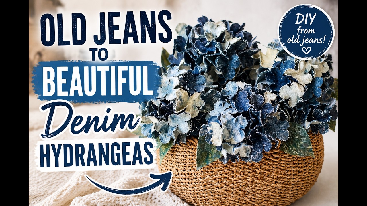 Turn Old Jeans into Hydrangea Flowers. Upcycled Denim Craft Tutorial