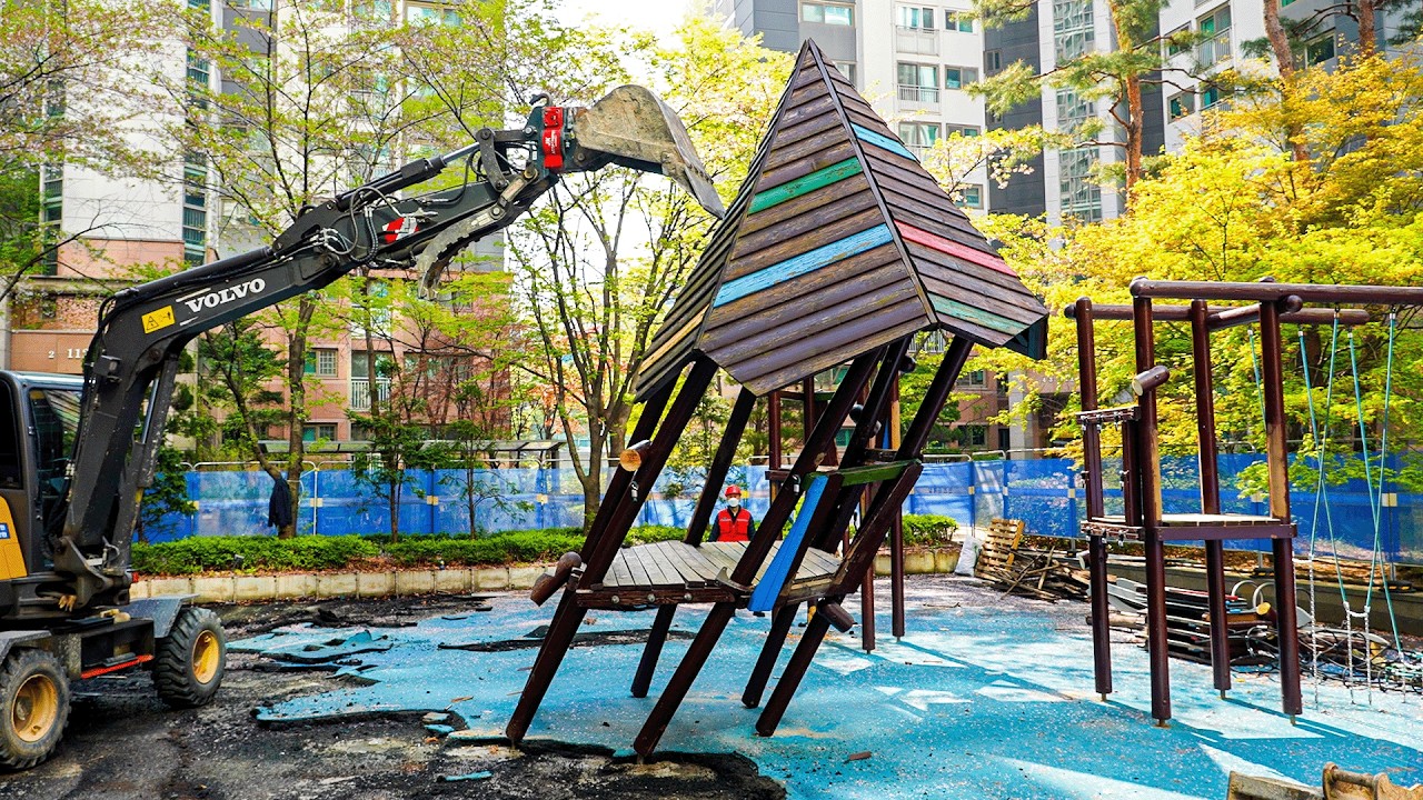 Transforming an Old Apartment Playground Into a New Children&rsquo;s Playground