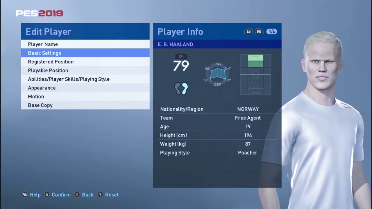How to create Haaland PES 19