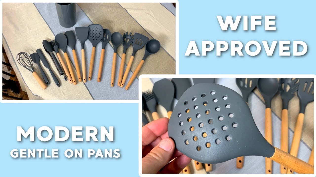 Wife-Approved! LIANYU Silicone Cooking Utensils: Natural Wood & Durable Design