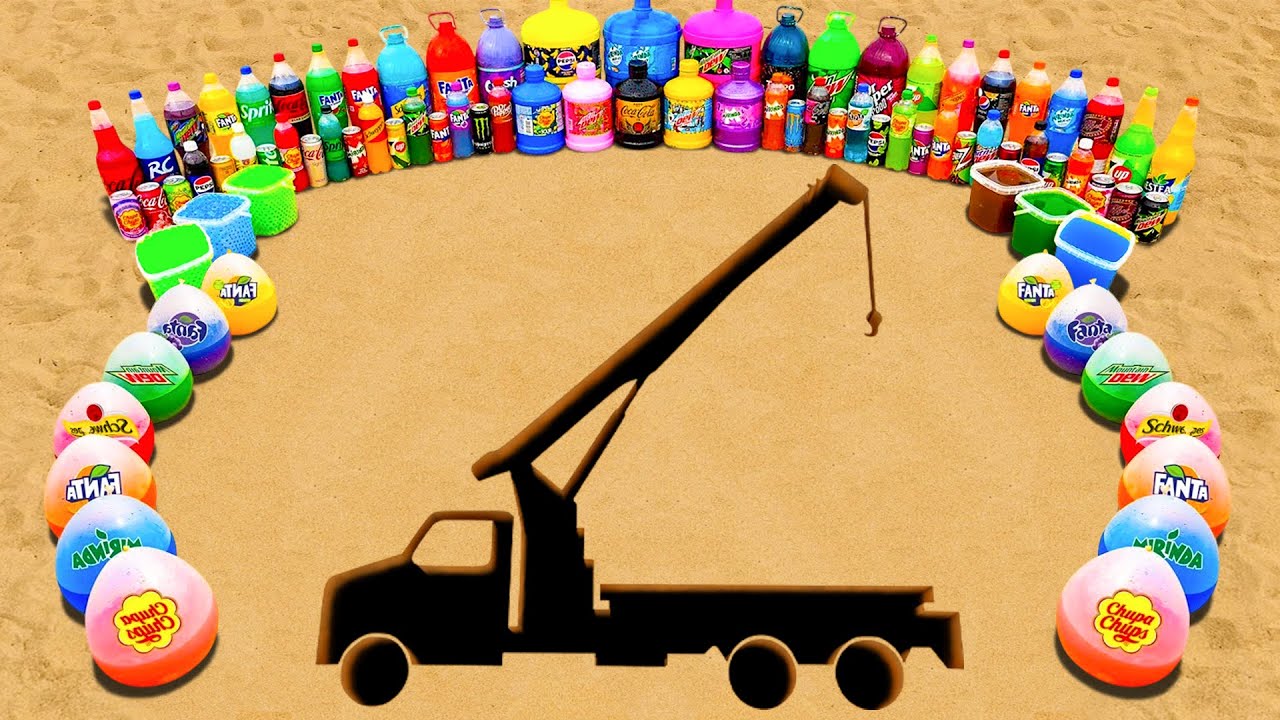 How to Make Crane Truck with Orbeez & Cement, Balloons Fanta, Mtn Dew, Mirinda, Coca Cola vs Mentos