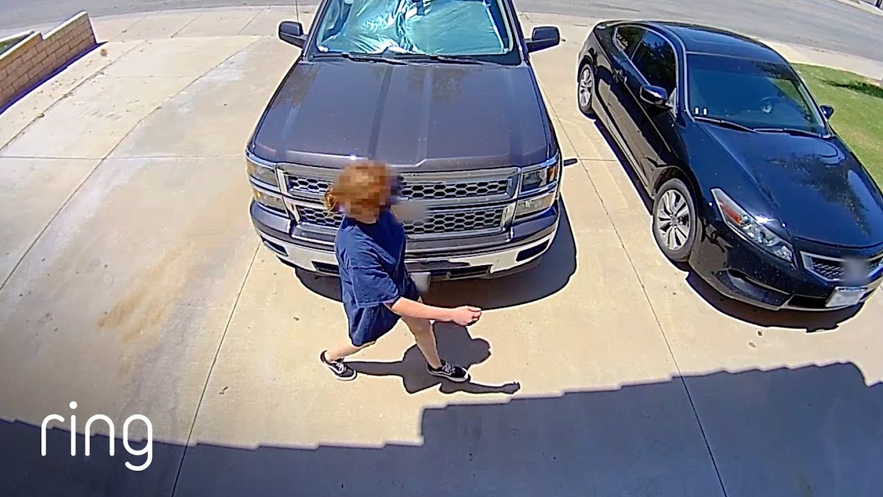 Hey What Are You Doing? Floodlight Cams Two-way Talk Deters Stranger From Taking Car Grill | RingTV