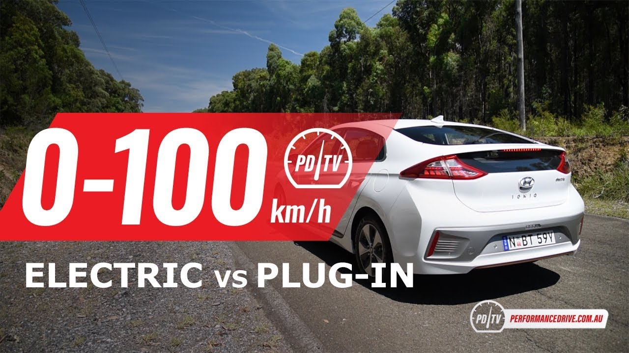 2019 Hyundai IONIQ 0-100km/h & engine sound (Electric vs Plug-in)