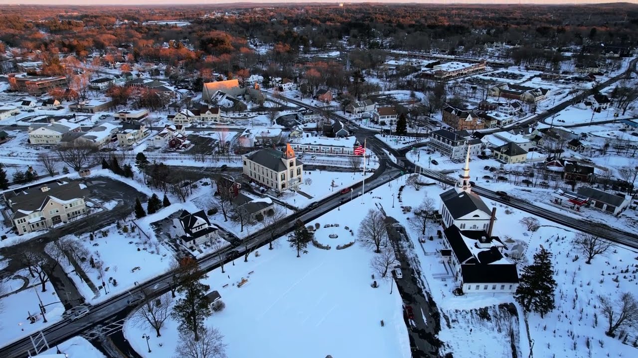 Town of Chelmsford MA in Winter time.