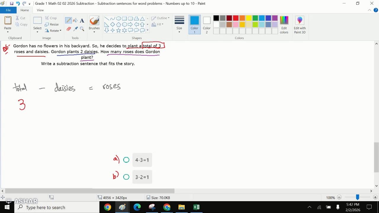 Math, Grade 1, February 02, Subtraction