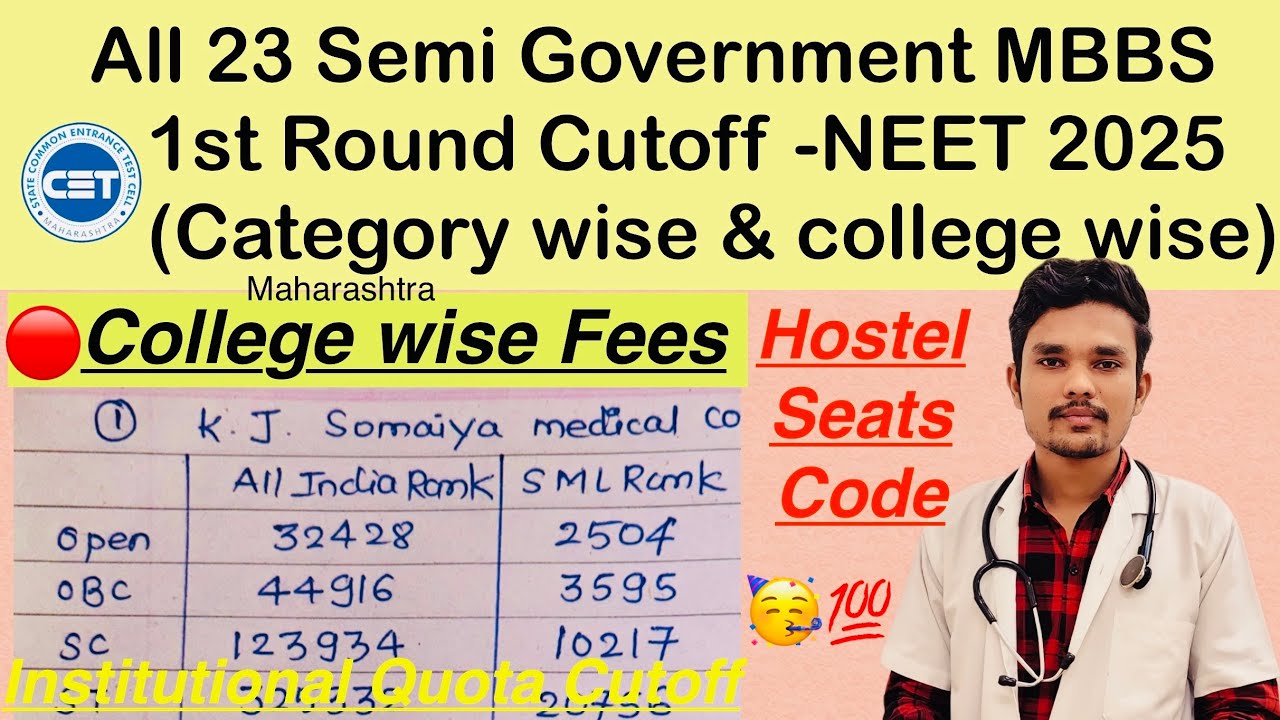 🥳MH-All 23 Semi MBBS College wise Cutoff 2025 |Fees |NEET 2025 Cutoff👍#neet #neet2025 #mbbs #cutoff 