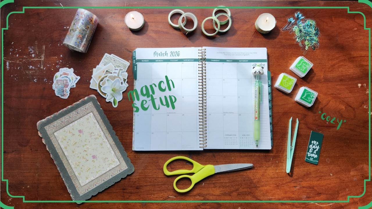quiet journaling, soft music, and a fresh march spread ☘️
