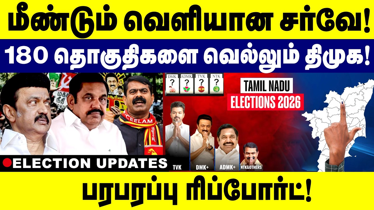 மீண்டும் வெளியான சர்வே! 180 தொகுதிகளை வெல்லும் திமுக! பரபரப்பு ரிப்போர்ட்!|TN Assembly Election 2026