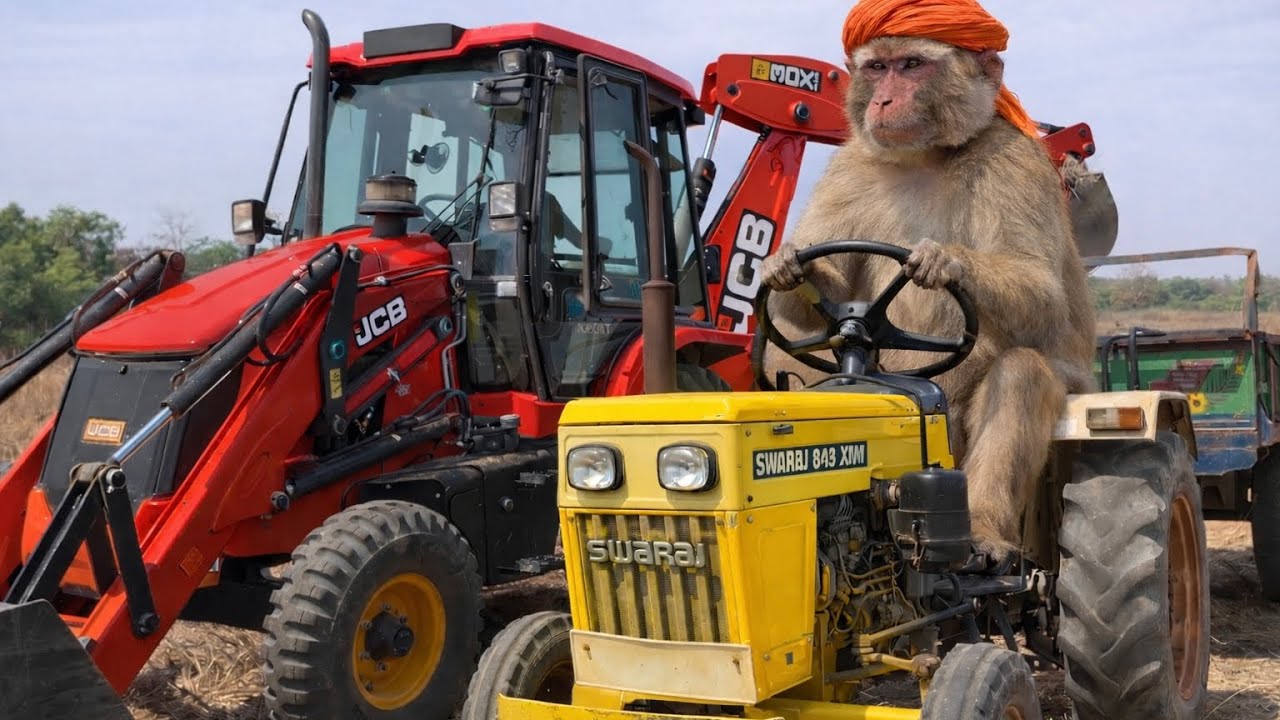 New JCB 3DX Backhoe Loader Loading Red Mud In Swaraj 843XM Tractor Trolley | Jcb Dozer Cartoon Video