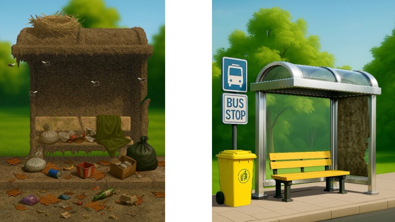 Dirty Bus Stop Transformation | Satisfying Cleaning Makeover | Before & After ASMR