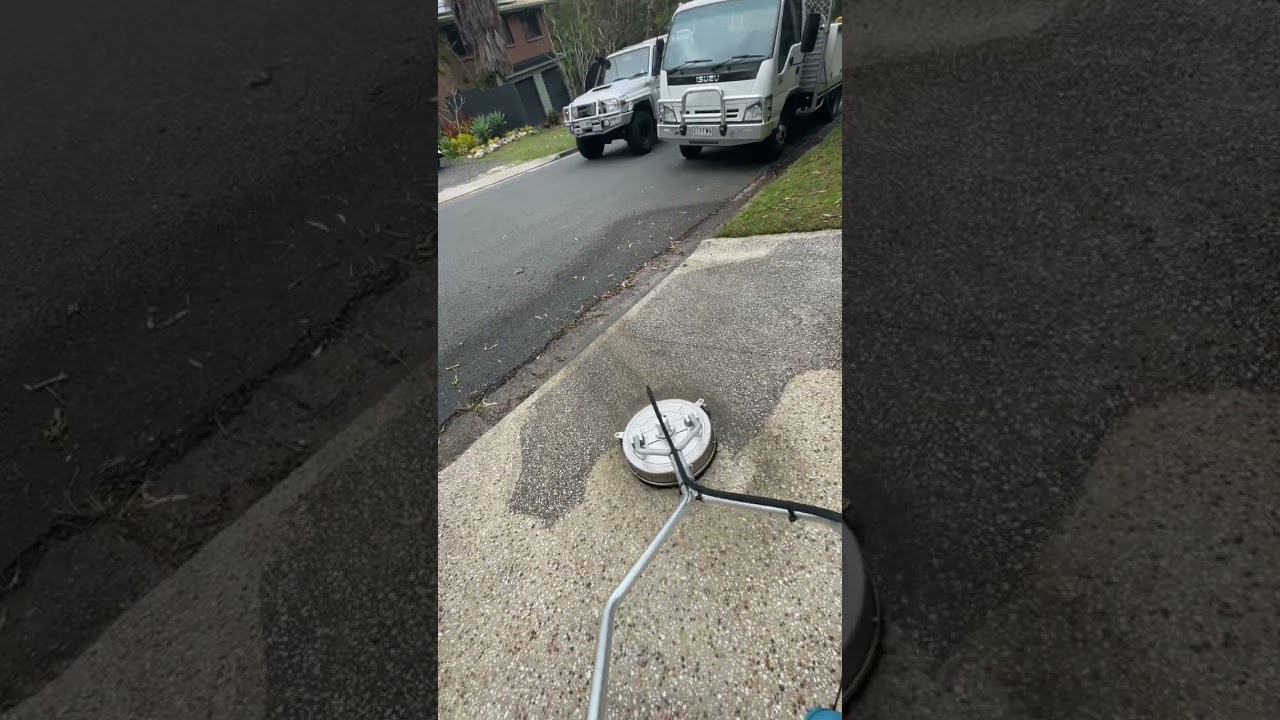 Cleaning exposed aggregate concrete with a Surface Cleaner- Pressure Washing