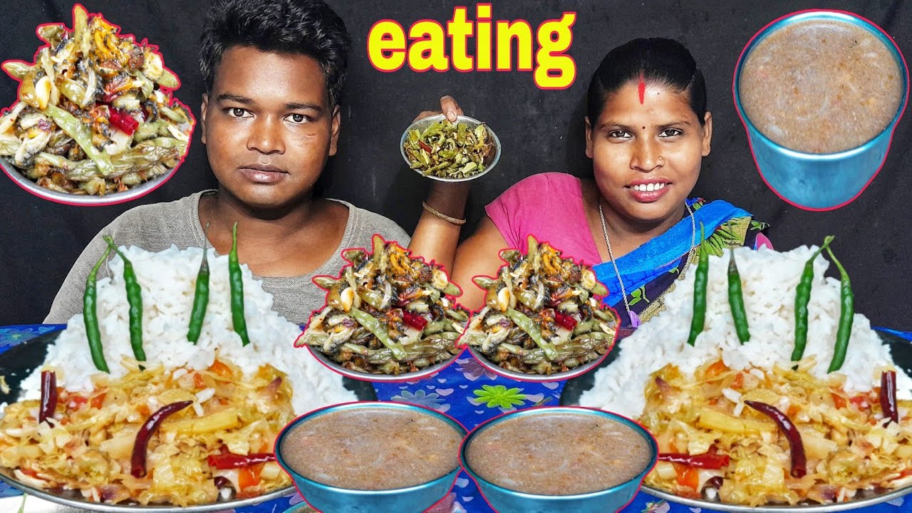 eating show | asmr eating spicy food | big bites asmr mukbang | Cabbage bitter gourd rice eating
