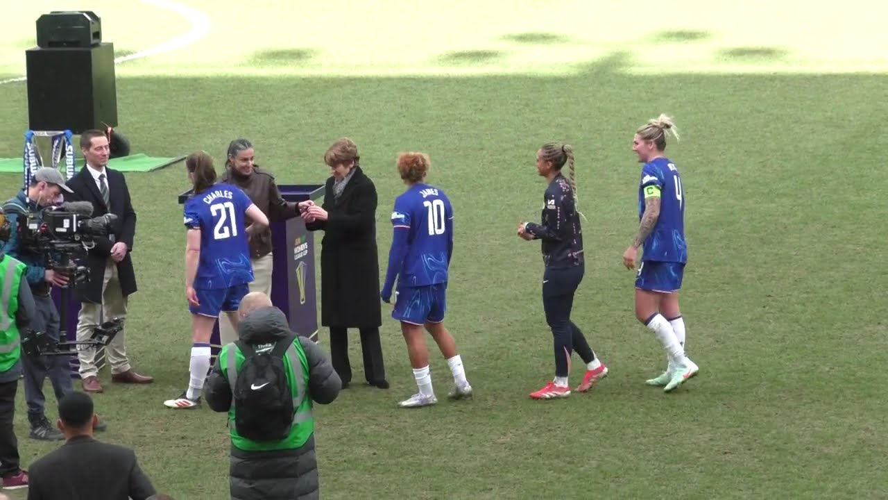 Medal trophy ceremony with winners Chelsea after the Subway Women's League Cup Final on 15.03.2025!