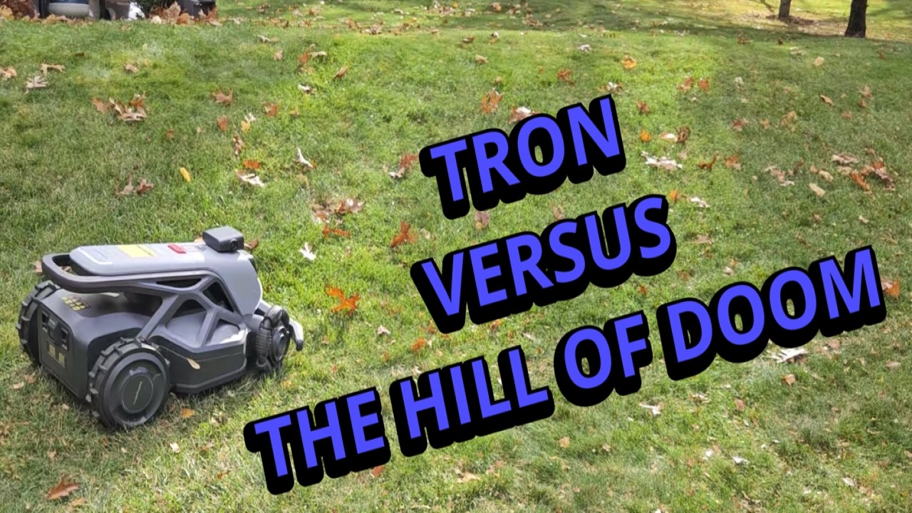 Tron Versus The Hill of Doom - Can a 2 Wheel Drive Robotic Mulching Mower Handle it?