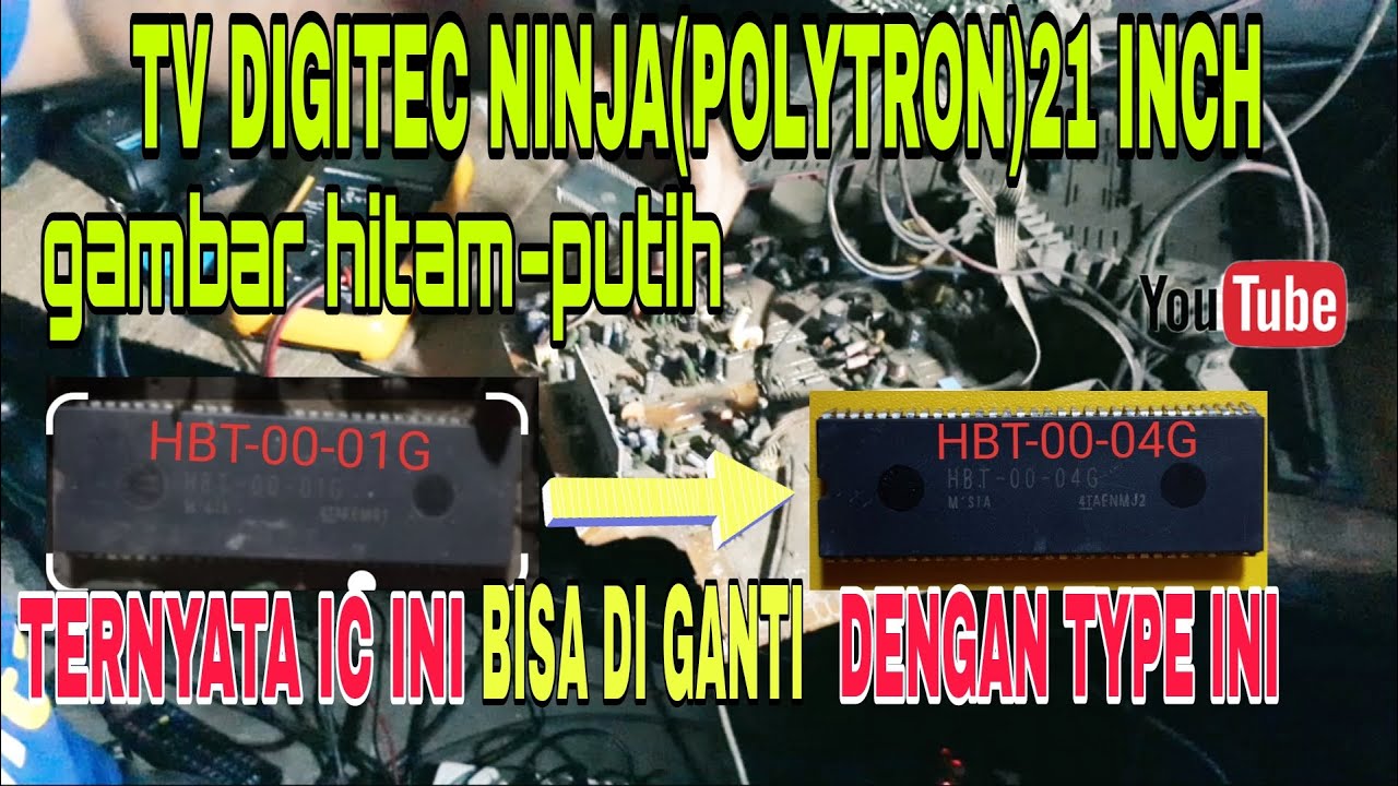 tv digitec ninja(polytron) 21 inch gambar hitam putih#tvkesambarpetir
