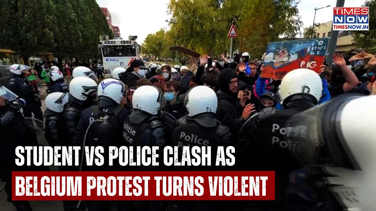 Belgium Protest Turns Violent: Fire Breaks Out As Student Vs Police Clash At Anti-Govt Rally