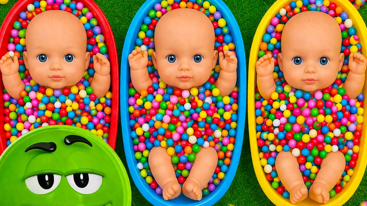 4 Minutes Satisfying with Full of 3 Rainbow BathTubs Candy with M&M's & Magic Slime Cutting Video 9